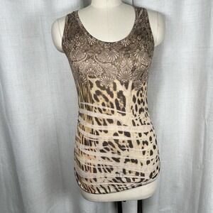 New Vtg 90s Y2K Body Central Tank Top Gold Leopard Fairy Grunge WhimsiGoth Large